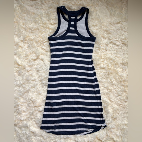 Mountain Hardwear Striped Racerback Tank Dress XS Blue White Ribbed - Picture 2 of 5
